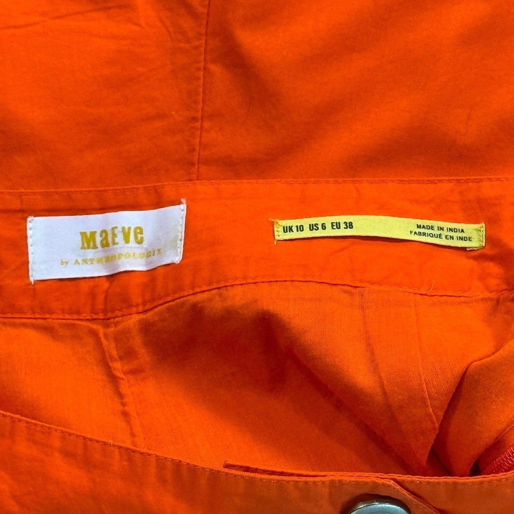 Anthropologie Maeve Pleated Poplin Shorts 6 Orange Preppy Grandmillennial EUC - Picture 5 of 10